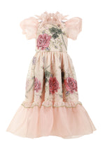 Load image into Gallery viewer, Long Pink Dress With Puff Sleeves
