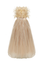 Load image into Gallery viewer, Long Gold Dress With Belt
